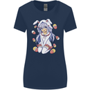 Easter Anime Girl With Eggs and Bunny Ears Womens Wider Cut T-Shirt Navy Blue