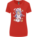Easter Anime Girl With Eggs and Bunny Ears Womens Wider Cut T-Shirt Red