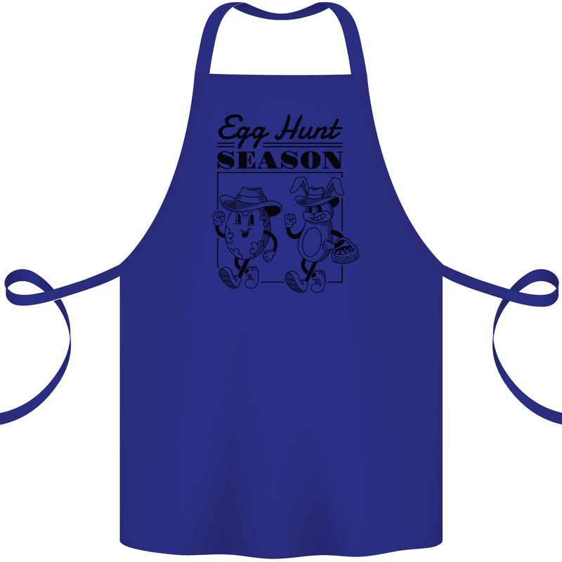 Easter Egg Hunt Season Cotton Apron 100% Organic Royal Blue