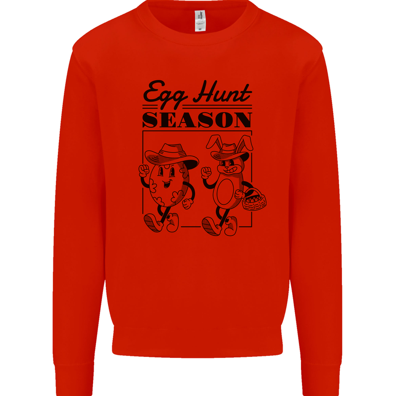 Easter Egg Hunt Season Kids Sweatshirt Jumper Bright Red