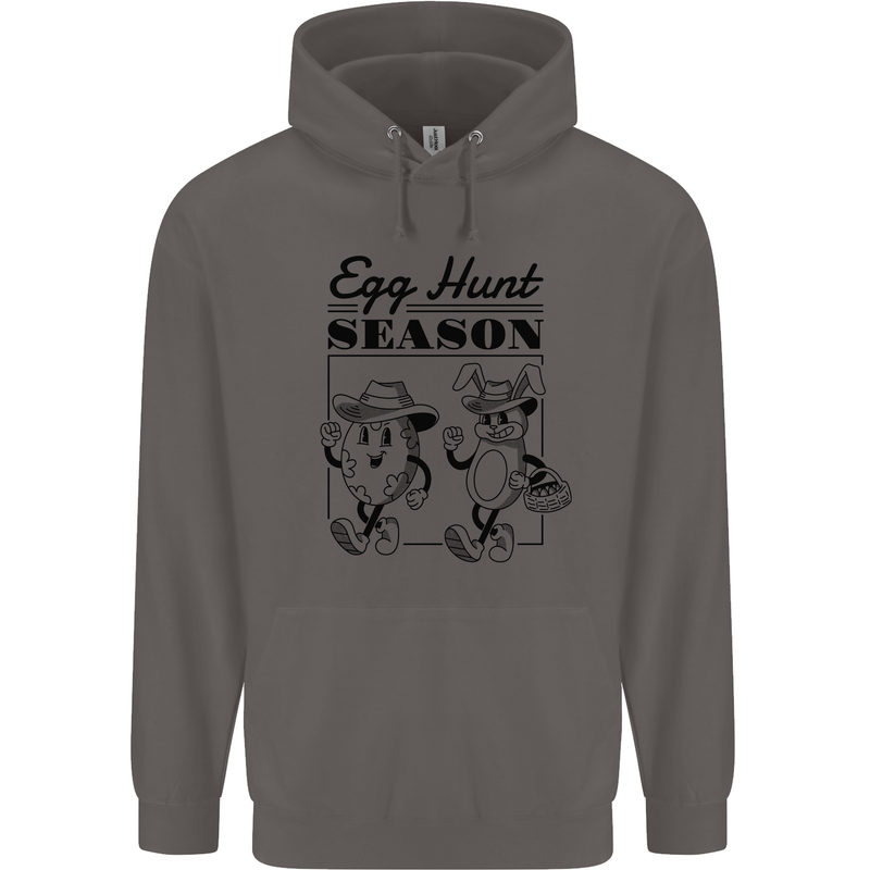 Easter Egg Hunt Season Mens 80% Cotton Hoodie Charcoal