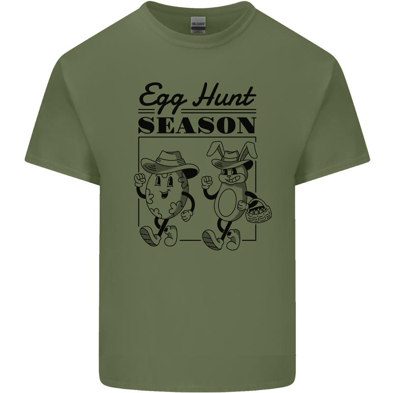 Easter Egg Hunt Season Mens Cotton T-Shirt Tee Top Military Green