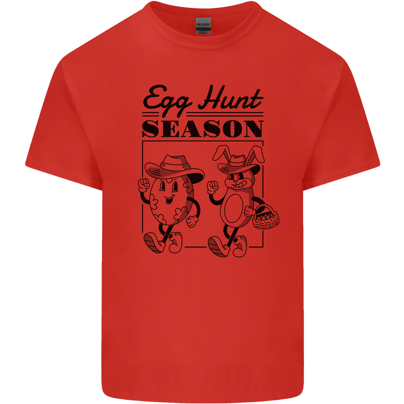 Easter Egg Hunt Season Mens Cotton T-Shirt Tee Top Red