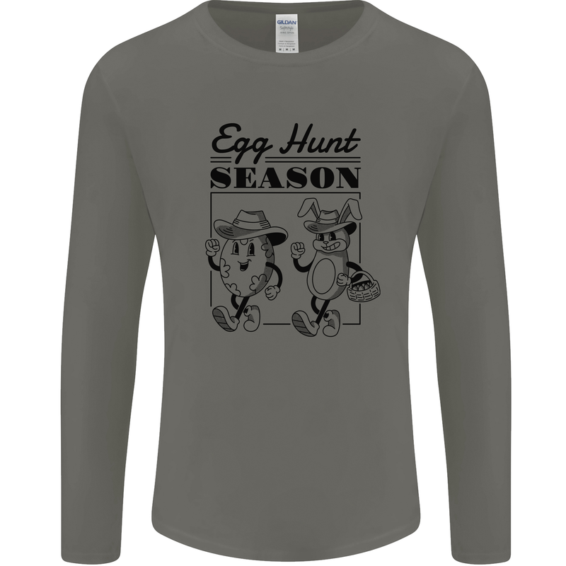 Easter Egg Hunt Season Mens Long Sleeve T-Shirt Charcoal