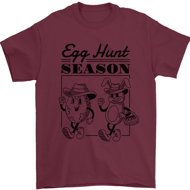 Easter Egg Hunt Season Mens T-Shirt 100% Cotton Maroon