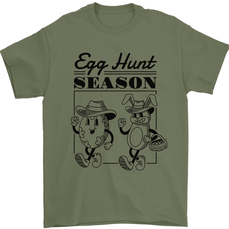 Easter Egg Hunt Season Mens T-Shirt 100% Cotton Military Green