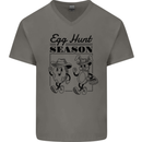 Easter Egg Hunt Season Mens V-Neck Cotton T-Shirt Charcoal