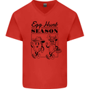Easter Egg Hunt Season Mens V-Neck Cotton T-Shirt Red
