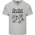 Easter Egg Hunt Season Mens V-Neck Cotton T-Shirt Sports Grey
