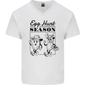 Easter Egg Hunt Season Mens V-Neck Cotton T-Shirt White