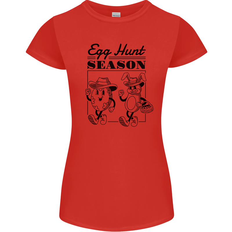 Easter Egg Hunt Season Womens Petite Cut T-Shirt Red