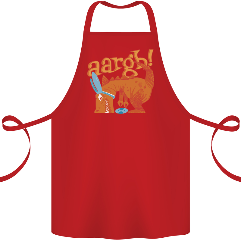 Easter Egg T-Rex as a Bunny Dinosaur Funny Cotton Apron 100% Organic Red