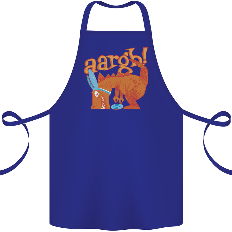 Easter Egg T-Rex as a Bunny Dinosaur Funny Cotton Apron 100% Organic Royal Blue