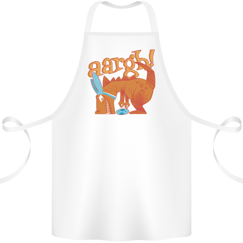 Easter Egg T-Rex as a Bunny Dinosaur Funny Cotton Apron 100% Organic White