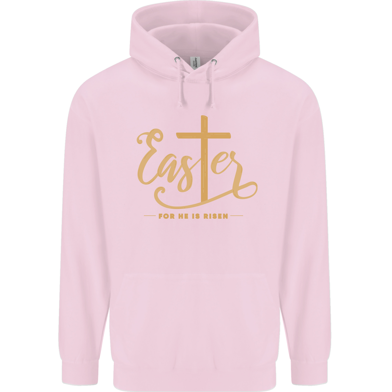 Easter For He is Risen Christian Christianity Jesus Mens 80% Cotton Hoodie Light Pink