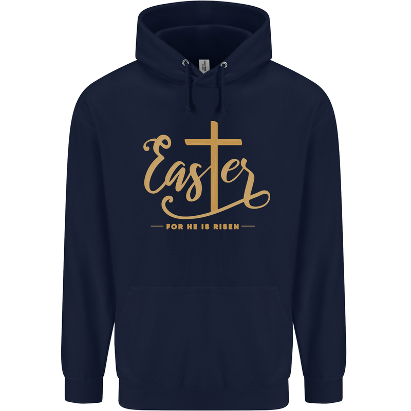Easter For He is Risen Christian Christianity Jesus Mens 80% Cotton Hoodie Navy Blue