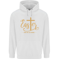Easter For He is Risen Christian Christianity Jesus Mens 80% Cotton Hoodie White