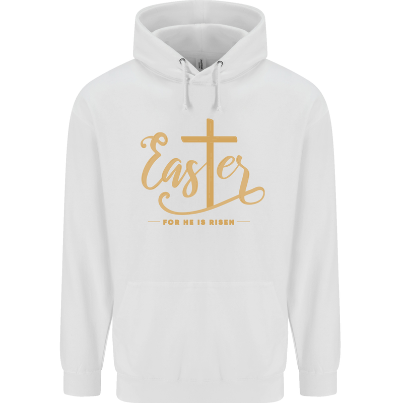 Easter For He is Risen Christian Christianity Jesus Mens 80% Cotton Hoodie White