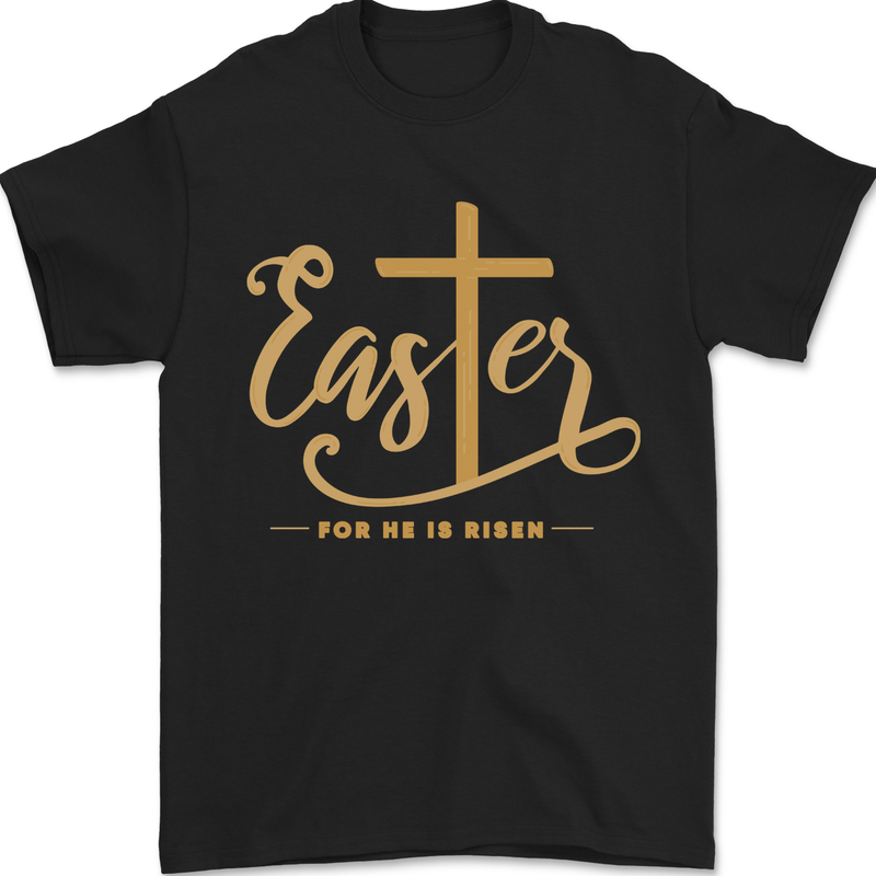 Easter For He is Risen Christian Christianity Jesus Mens T-Shirt 100% Cotton Black