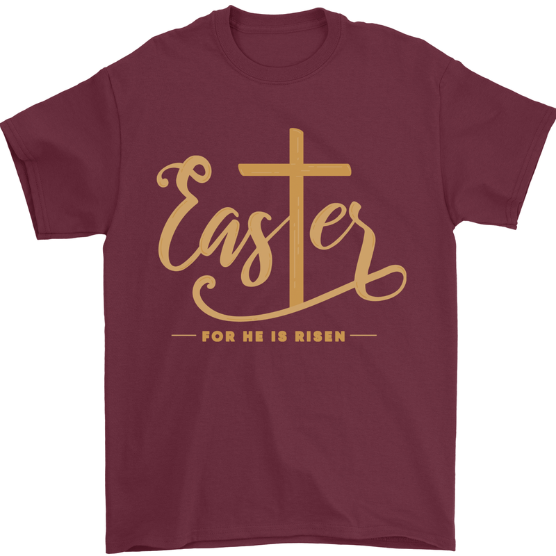 Easter For He is Risen Christian Christianity Jesus Mens T-Shirt 100% Cotton Maroon