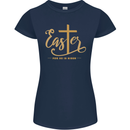 Easter For He is Risen Christian Christianity Jesus Womens Petite Cut T-Shirt Navy Blue
