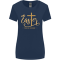 Easter For He is Risen Christian Christianity Jesus Womens Wider Cut T-Shirt Navy Blue
