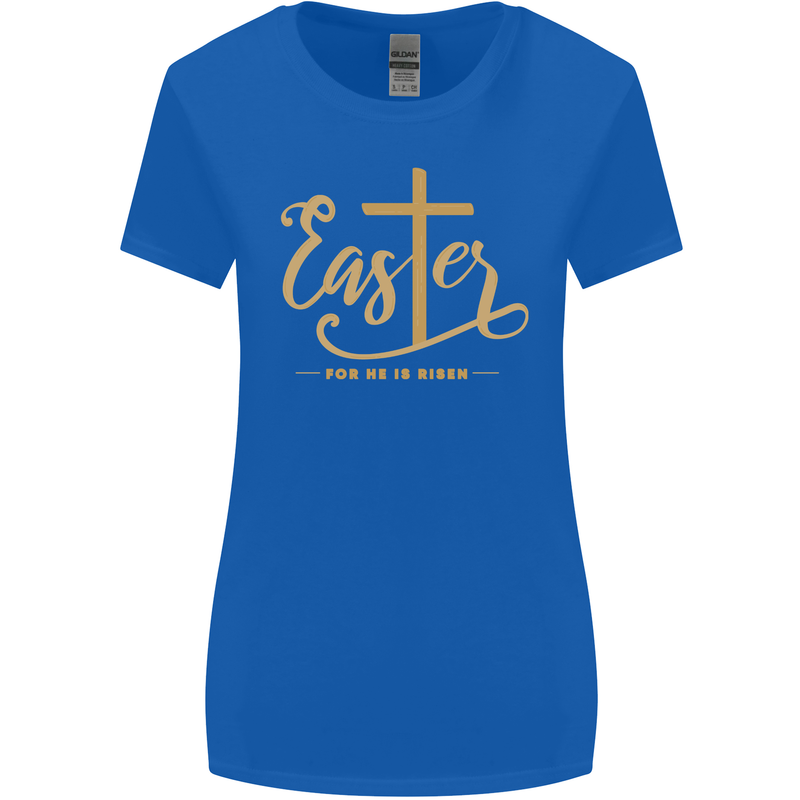 Easter For He is Risen Christian Christianity Jesus Womens Wider Cut T-Shirt Royal Blue