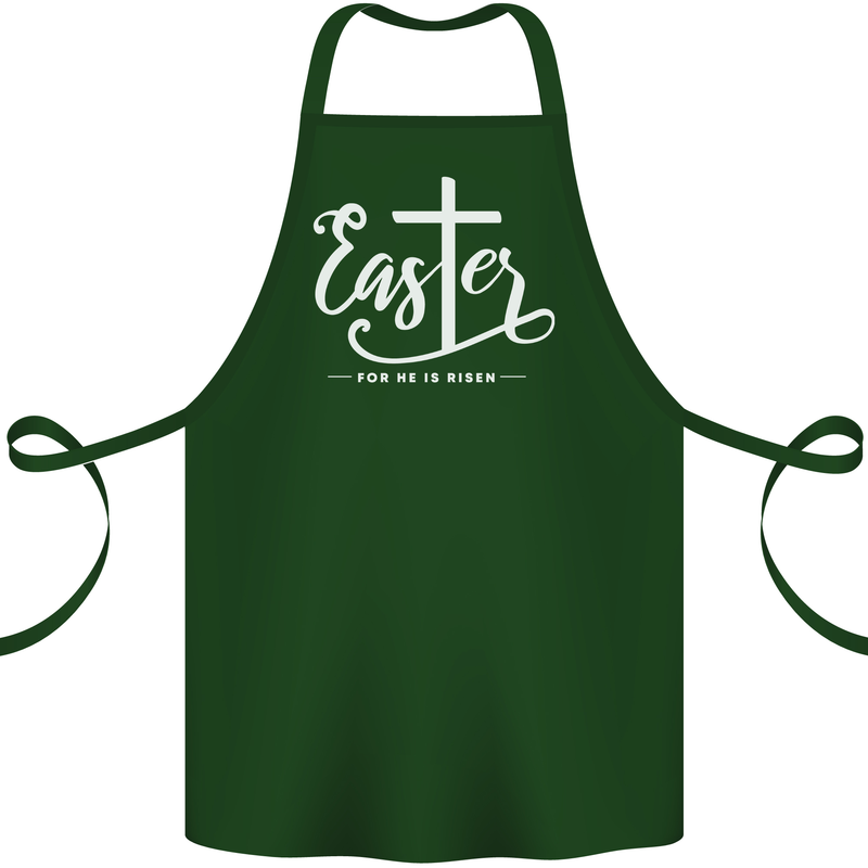 Easter For He is Risen Christian Jesus Christianity Cotton Apron 100% Organic Forest Green