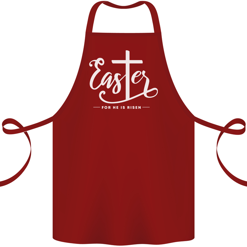Easter For He is Risen Christian Jesus Christianity Cotton Apron 100% Organic Maroon