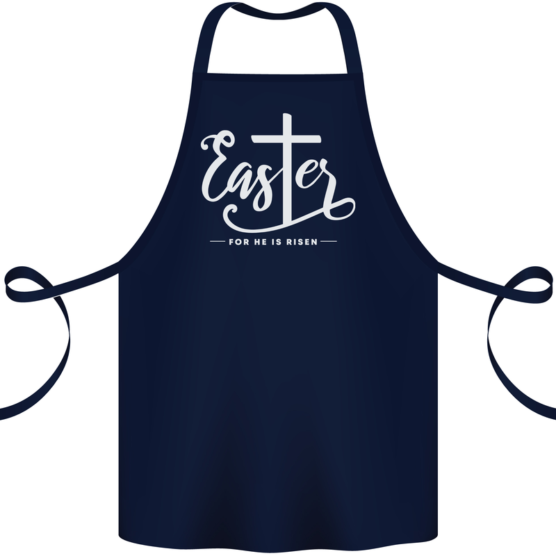 Easter For He is Risen Christian Jesus Christianity Cotton Apron 100% Organic Navy Blue