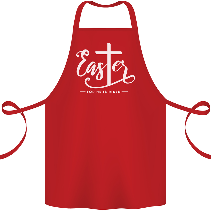 Easter For He is Risen Christian Jesus Christianity Cotton Apron 100% Organic Red