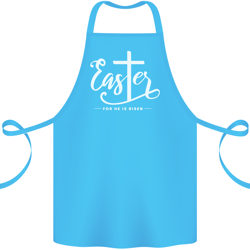 Easter For He is Risen Christian Jesus Christianity Cotton Apron 100% Organic Turquoise