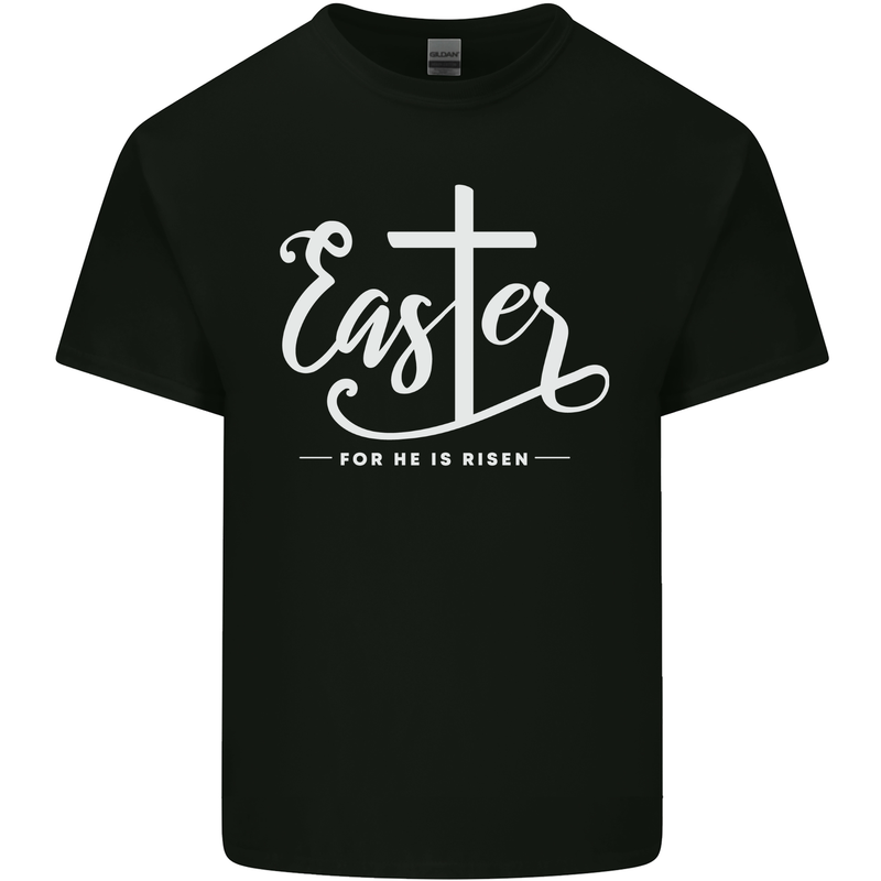 Easter For He is Risen Christian Jesus Christianity Mens Cotton T-Shirt Tee Top Black