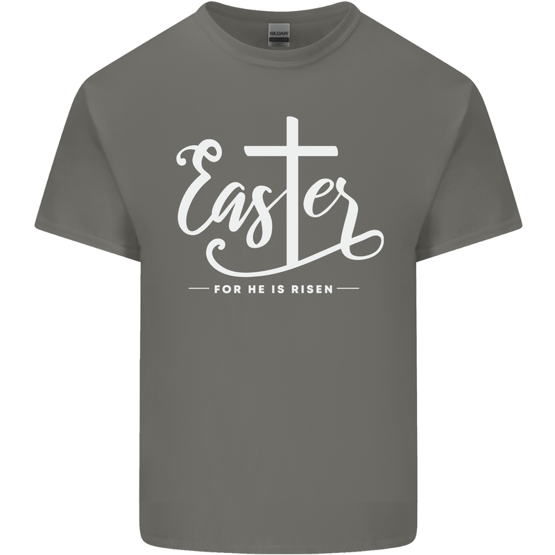 Easter For He is Risen Christian Jesus Christianity Mens Cotton T-Shirt Tee Top Charcoal