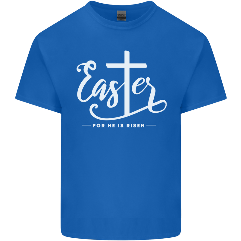 Easter For He is Risen Christian Jesus Christianity Mens Cotton T-Shirt Tee Top Royal Blue