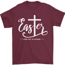 Easter For He is Risen Christian Jesus Christianity Mens T-Shirt 100% Cotton Maroon