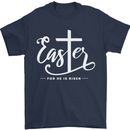 Easter For He is Risen Christian Jesus Christianity Mens T-Shirt 100% Cotton Navy Blue