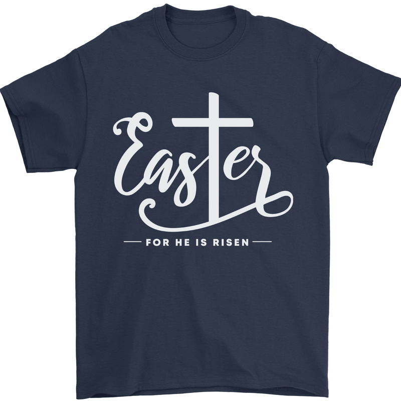 Easter For He is Risen Christian Jesus Christianity Mens T-Shirt 100% Cotton Navy Blue