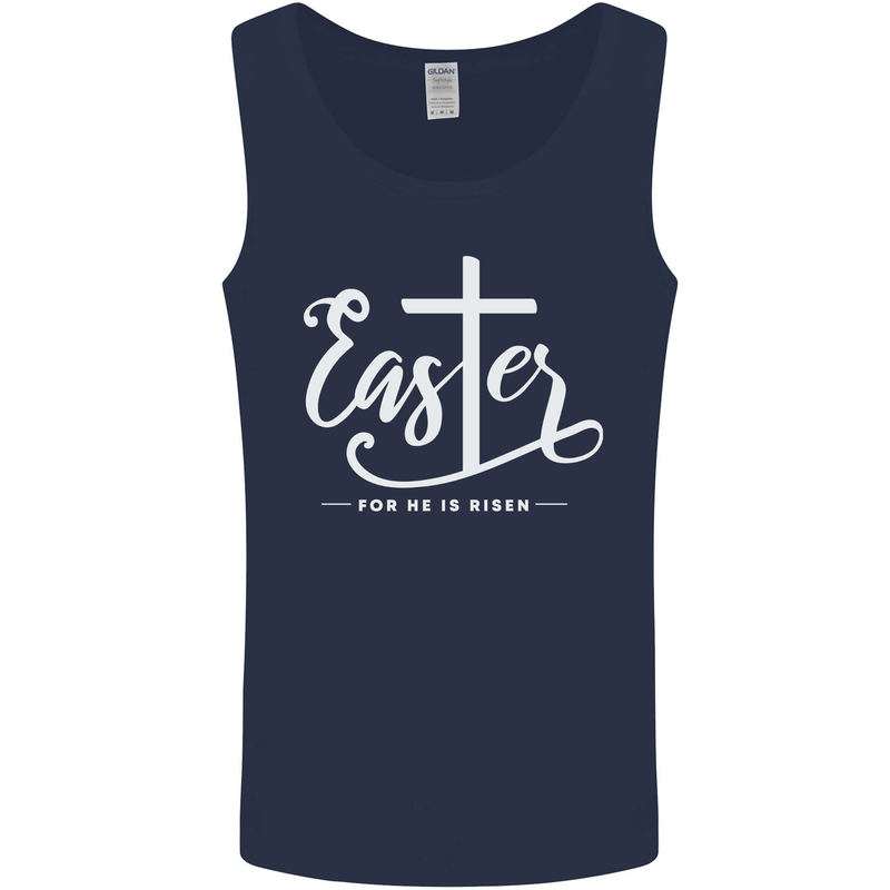 Easter For He is Risen Christian Jesus Christianity Mens Vest Tank Top Navy Blue