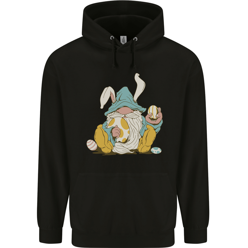 Easter Gnome With Eggs and Bunny Ears Mens 80% Cotton Hoodie Black
