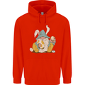 Easter Gnome With Eggs and Bunny Ears Mens 80% Cotton Hoodie Bright Red