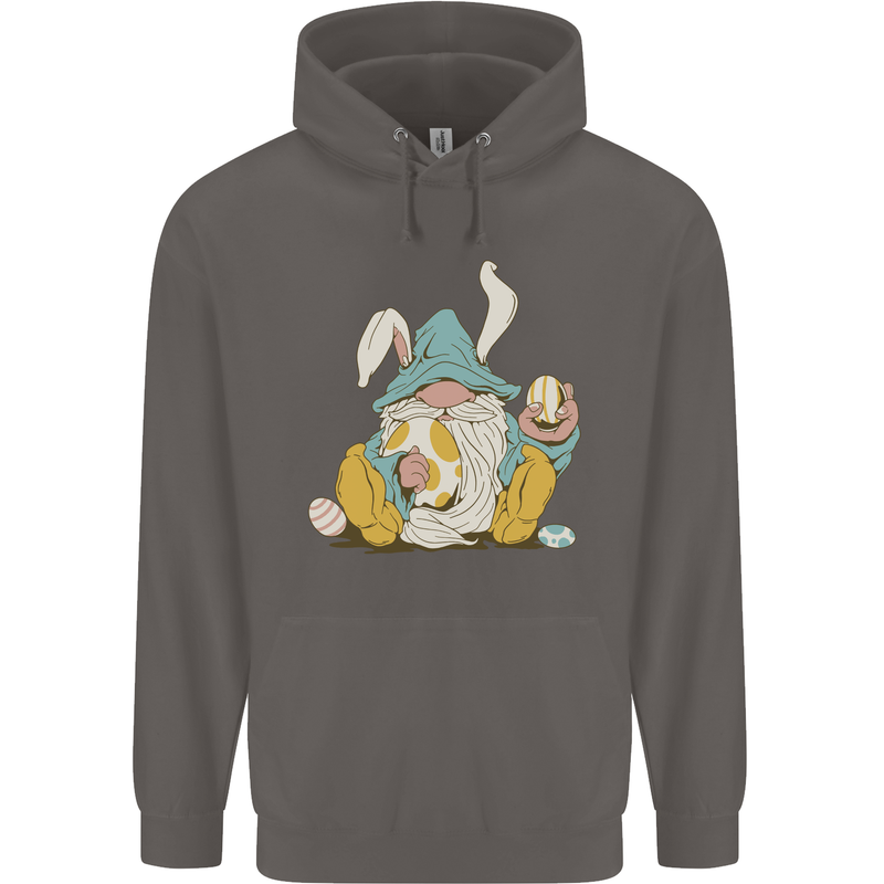 Easter Gnome With Eggs and Bunny Ears Mens 80% Cotton Hoodie Charcoal