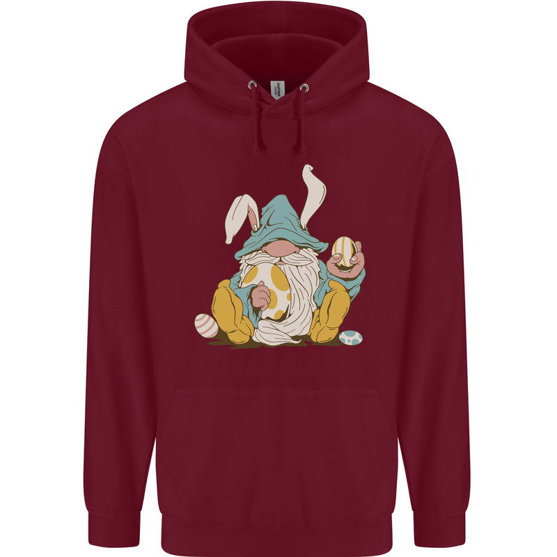 Easter Gnome With Eggs and Bunny Ears Mens 80% Cotton Hoodie Maroon