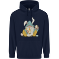Easter Gnome With Eggs and Bunny Ears Mens 80% Cotton Hoodie Navy Blue