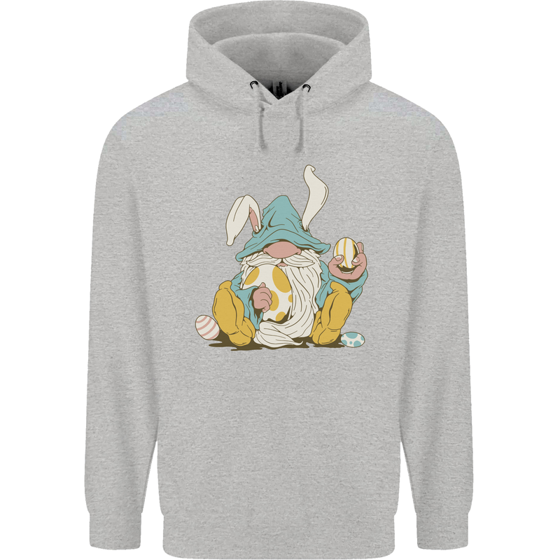 Easter Gnome With Eggs and Bunny Ears Mens 80% Cotton Hoodie Sports Grey