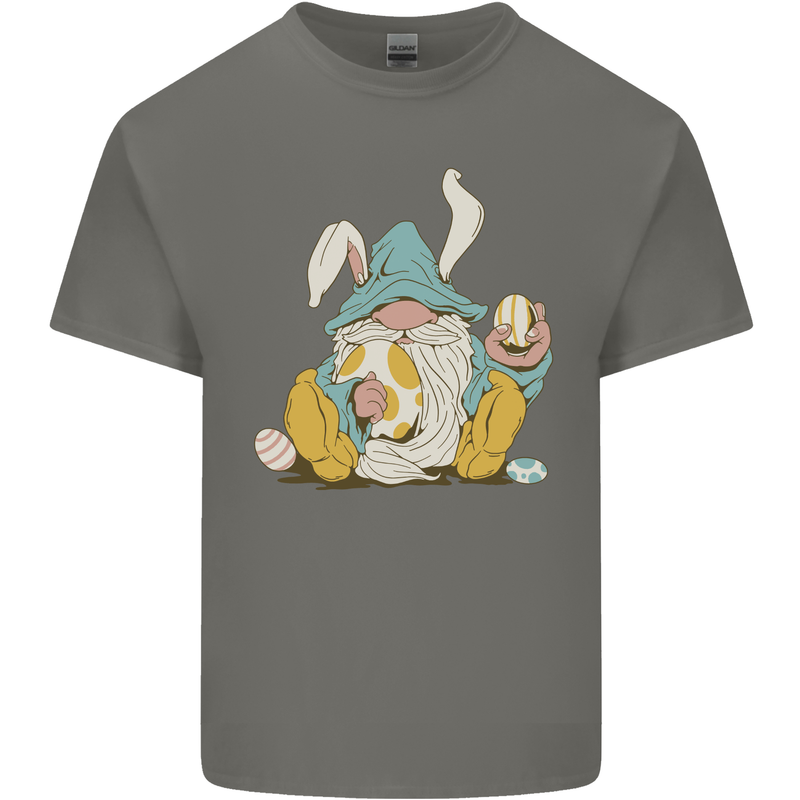 Easter Gnome With Eggs and Bunny Ears Mens Cotton T-Shirt Tee Top Charcoal