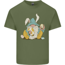 Easter Gnome With Eggs and Bunny Ears Mens Cotton T-Shirt Tee Top Military Green