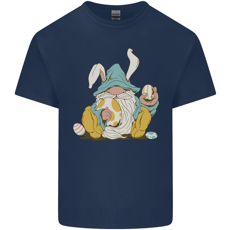 Easter Gnome With Eggs and Bunny Ears Mens Cotton T-Shirt Tee Top Navy Blue
