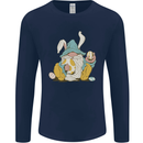 Easter Gnome With Eggs and Bunny Ears Mens Long Sleeve T-Shirt Navy Blue