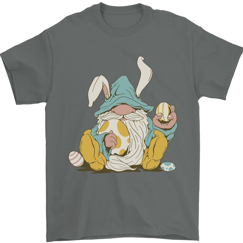 Easter Gnome With Eggs and Bunny Ears Mens T-Shirt 100% Cotton Charcoal